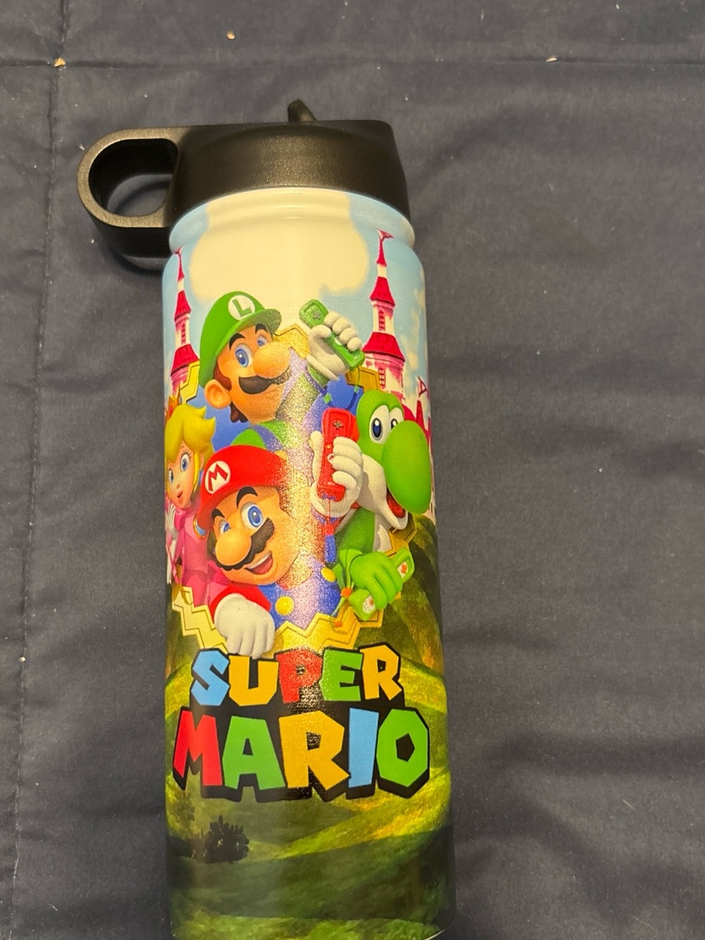 Nintendo Super Mario Water Bottle - Multicolor with Black Lid